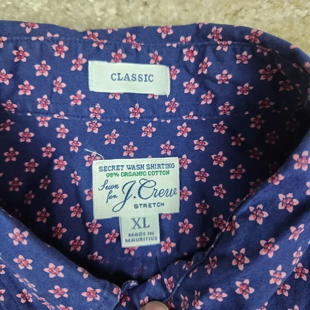 J CREW CLASSIC FIT SECRET WASH FLORAL SHIRT MENS XL EXCELLENT CONDITION A773